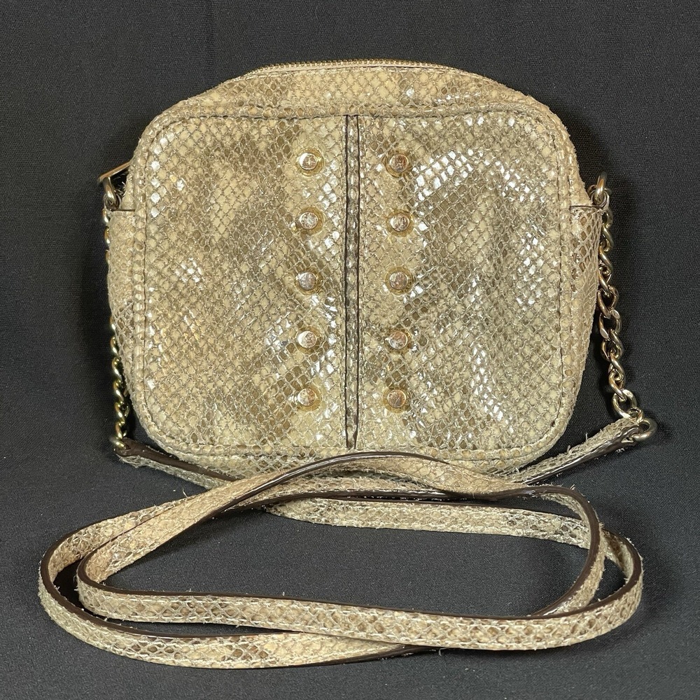 Michael Kors Uptown Astor Snake Skin Crossbody Bag Purse Chain Strap Studded